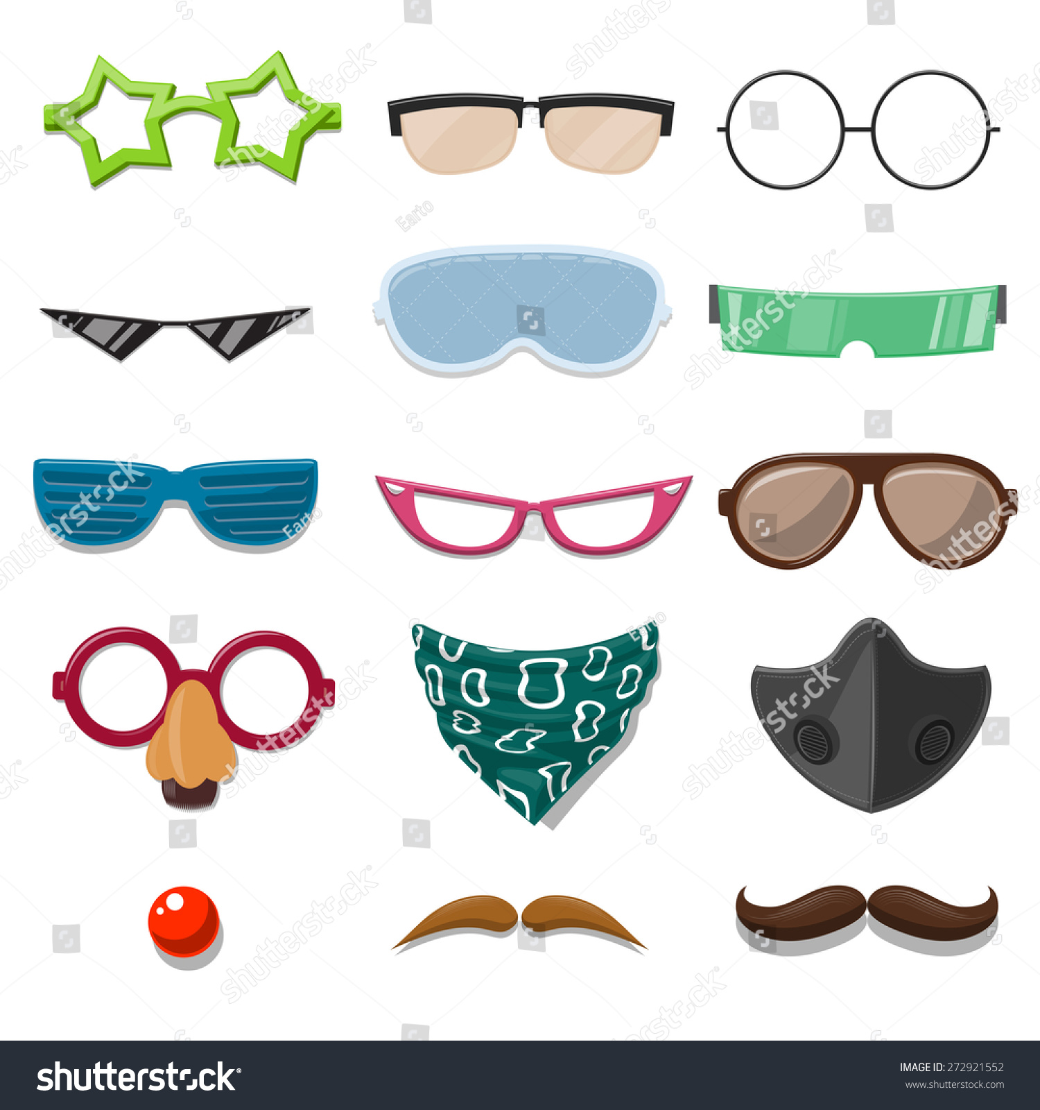 Funny Cartoon Accessory Set Vector Illustration เวกเตอร์สต็อก (ปลอดค่า