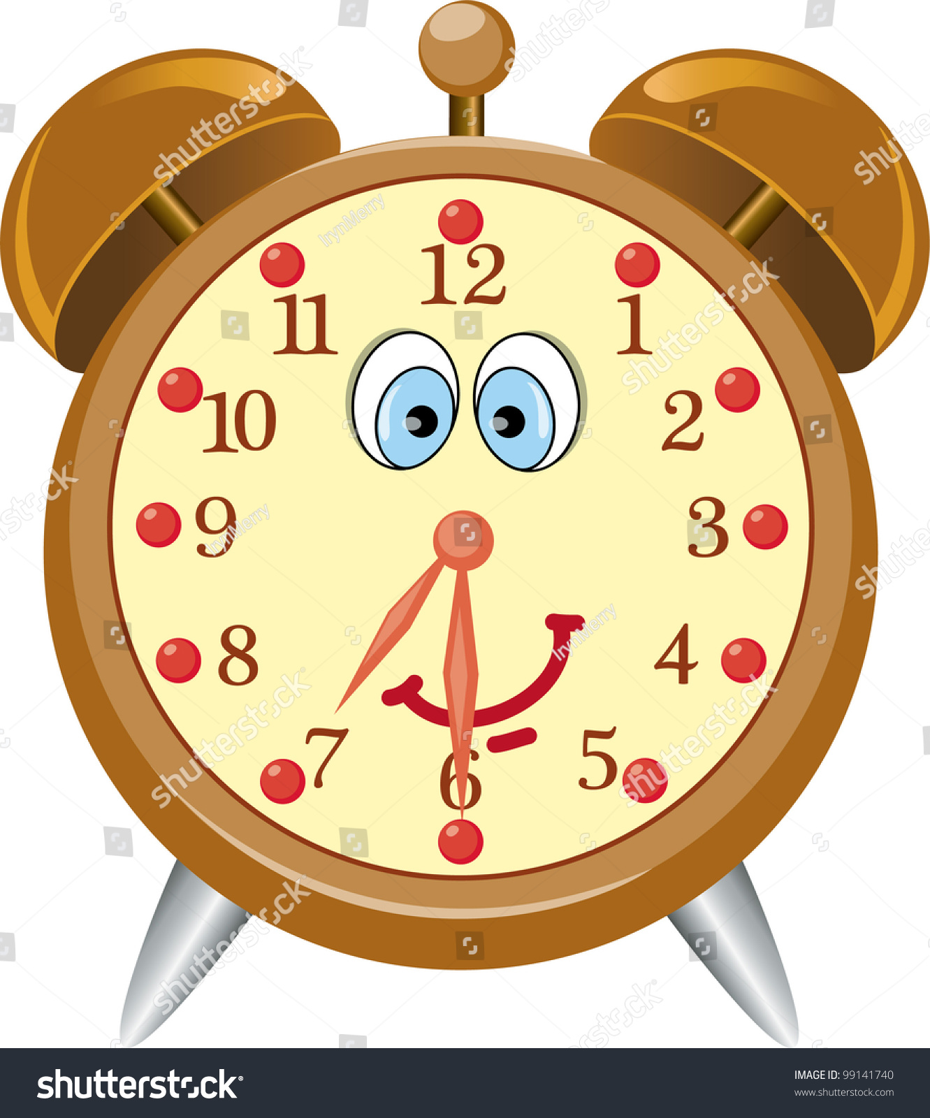 Funny Cartoon Alarm Clock Vector Illustration Stock Vector 99141740 ...