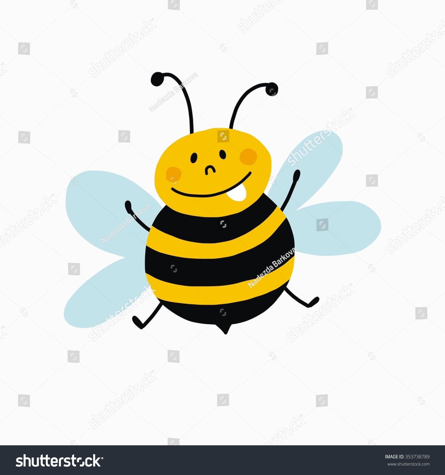 Funny Cartoon Bee Print Stock Vector 353738789 : Shutterstock