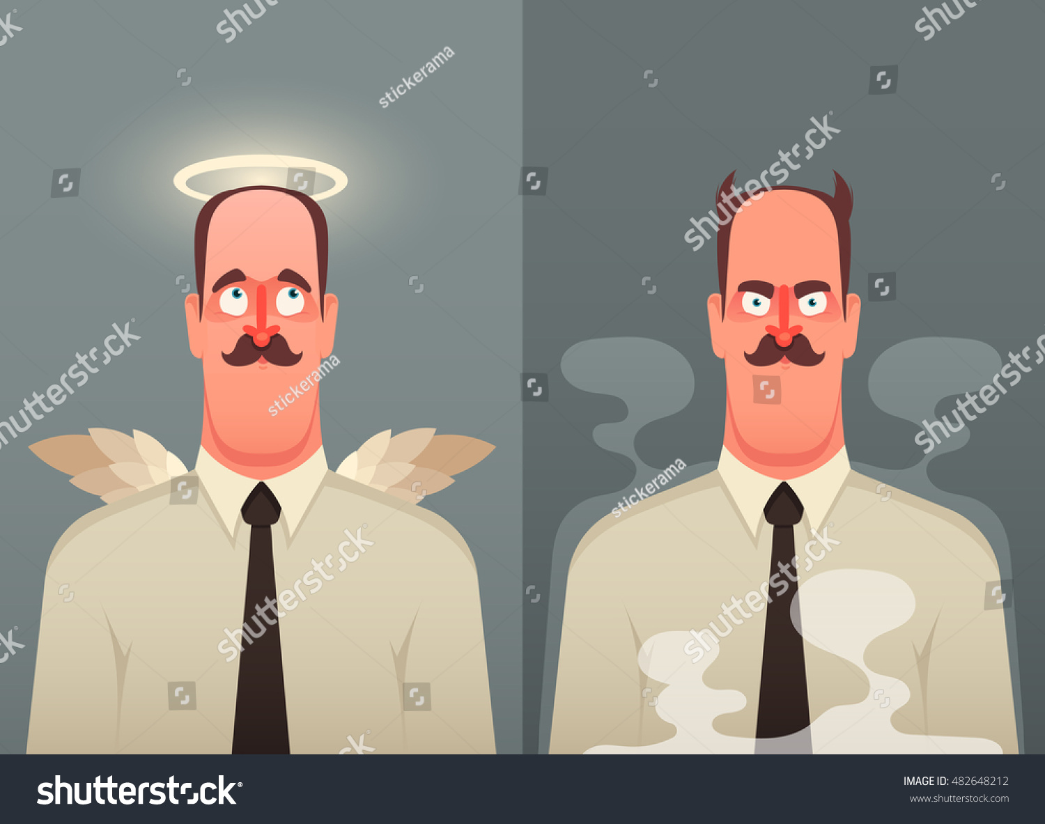 SVG of Funny Cartoon Character. Office Worker: Good and Bad. Vector Illustration svg