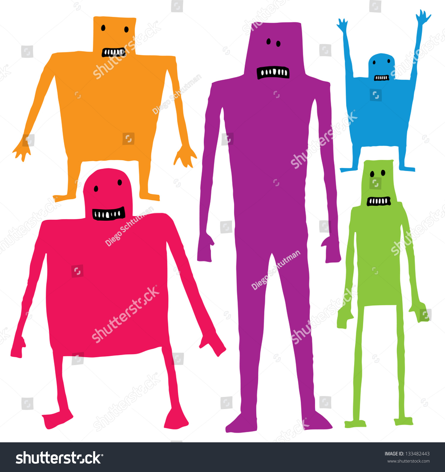 Funny Cartoon Characters Stock Vector Royalty Free 133482443 Funny Cartoon Characters Stock Vector Royalty Free 133482443