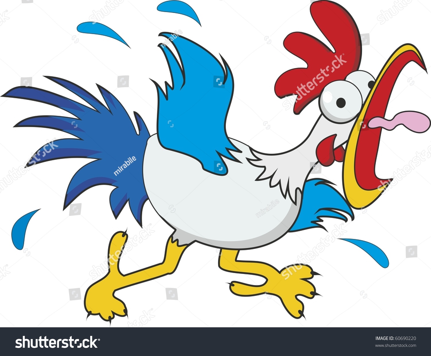 Funny Cartoon Chicken Isolated On White Stock Vector Royalty Free