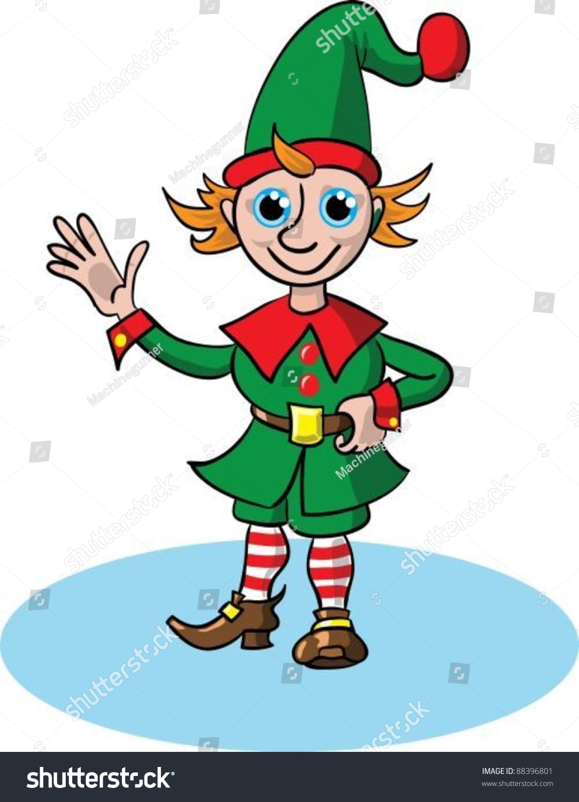 Funny Cartoon Christmas Elf Stock Vector Illustration 88396801 ...