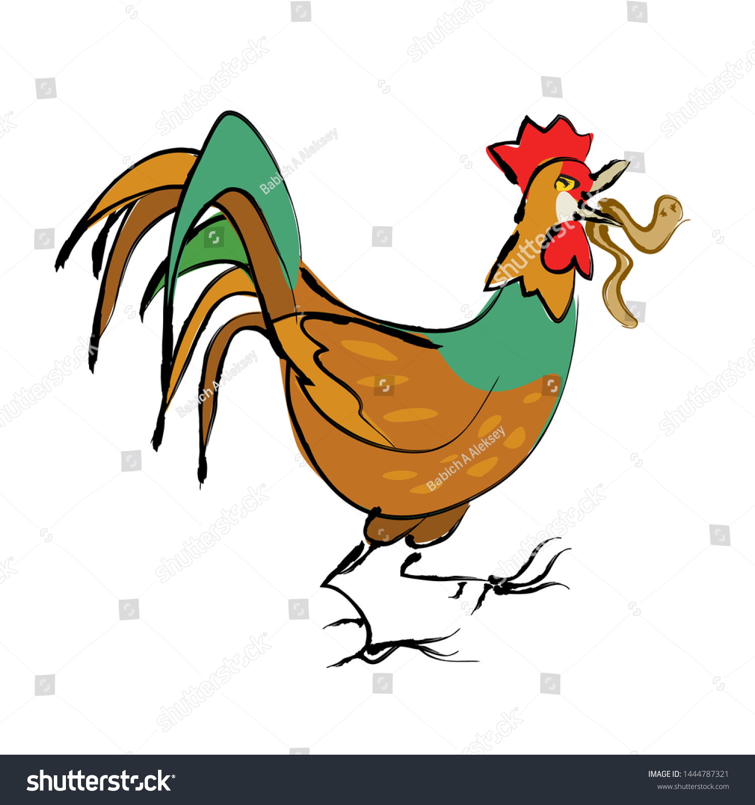 SVG of Funny cartoon cock-a-doodle-doo, brush drawings style  svg