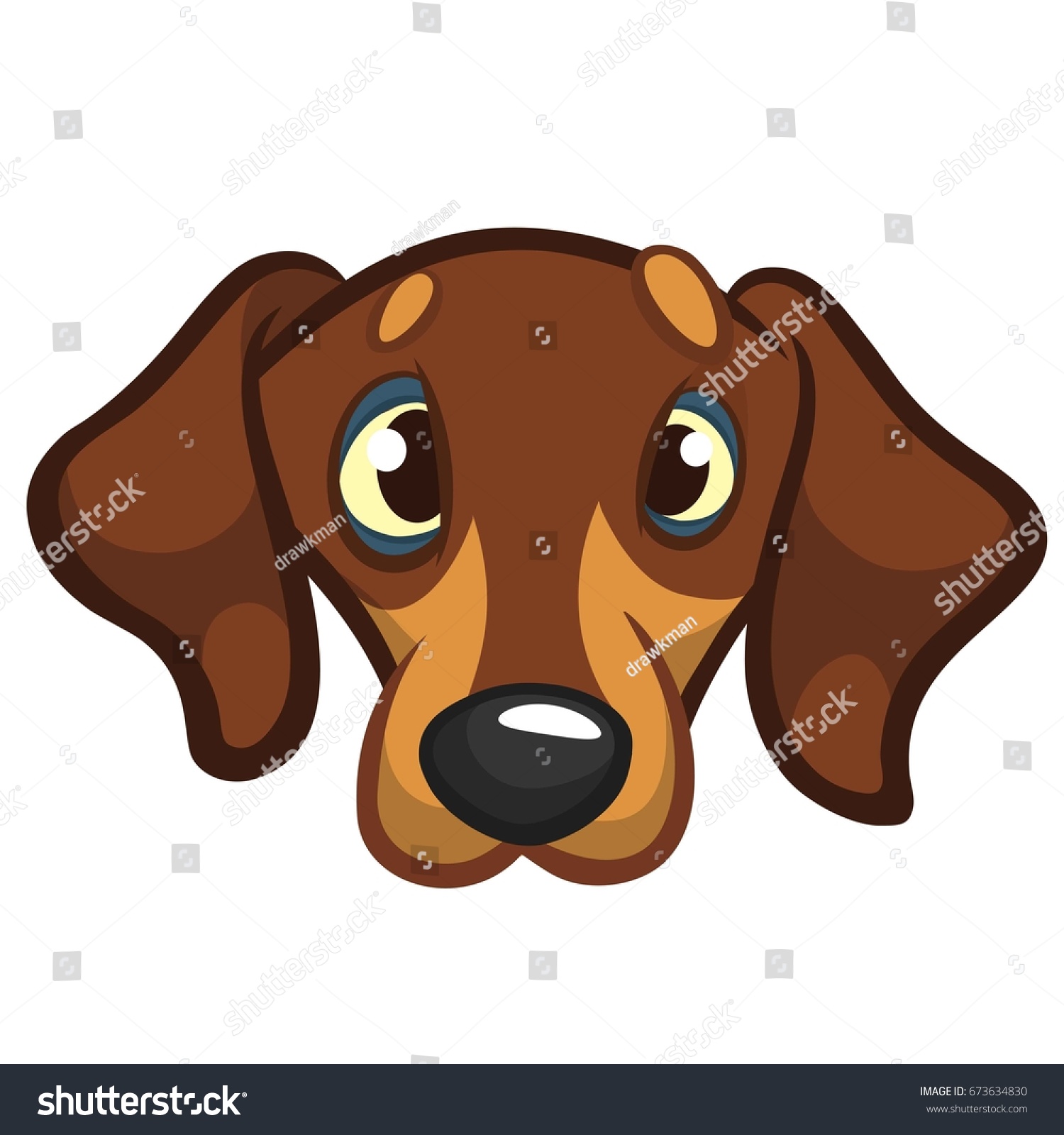 SVG of Funny Cartoon Dachshund Dog head. Vector illustration of wiener dog svg