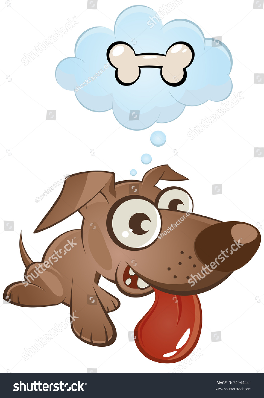 Funny Cartoon Dog Wants A Bone Stock Vector Illustration 74944441 ...