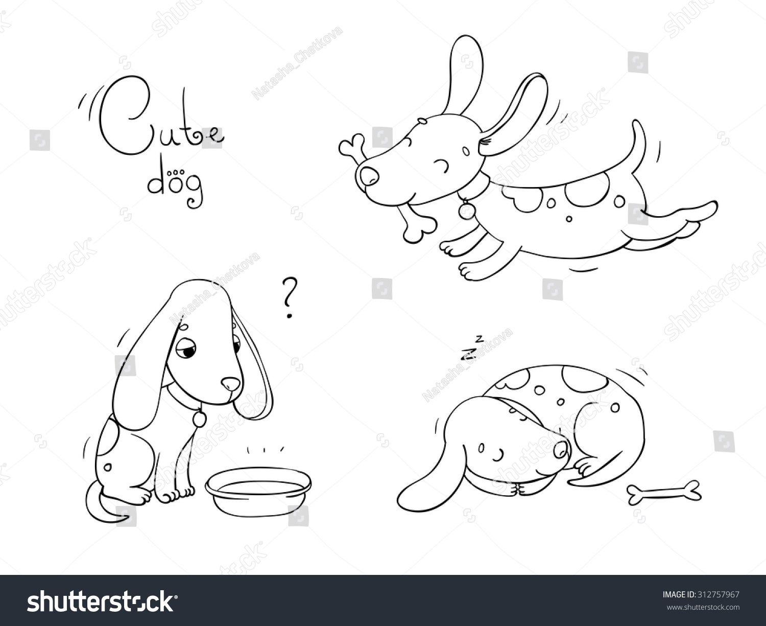 Funny Cartoon Dogs Bone White Stock Vector 312757967 Shutterstock Background