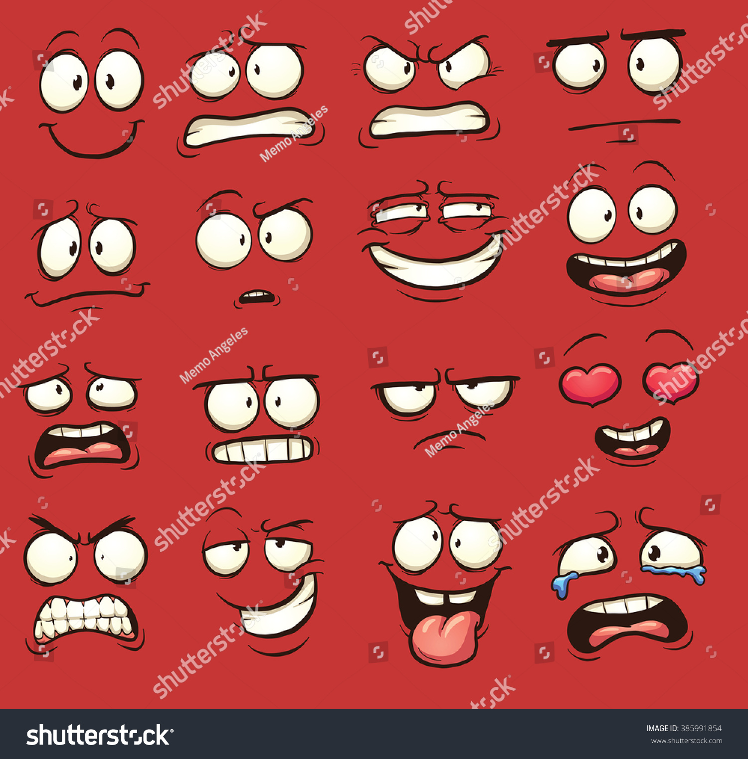 Funny Cartoon Faces. Vector Clip Art Illustration With Simple Gradients ...