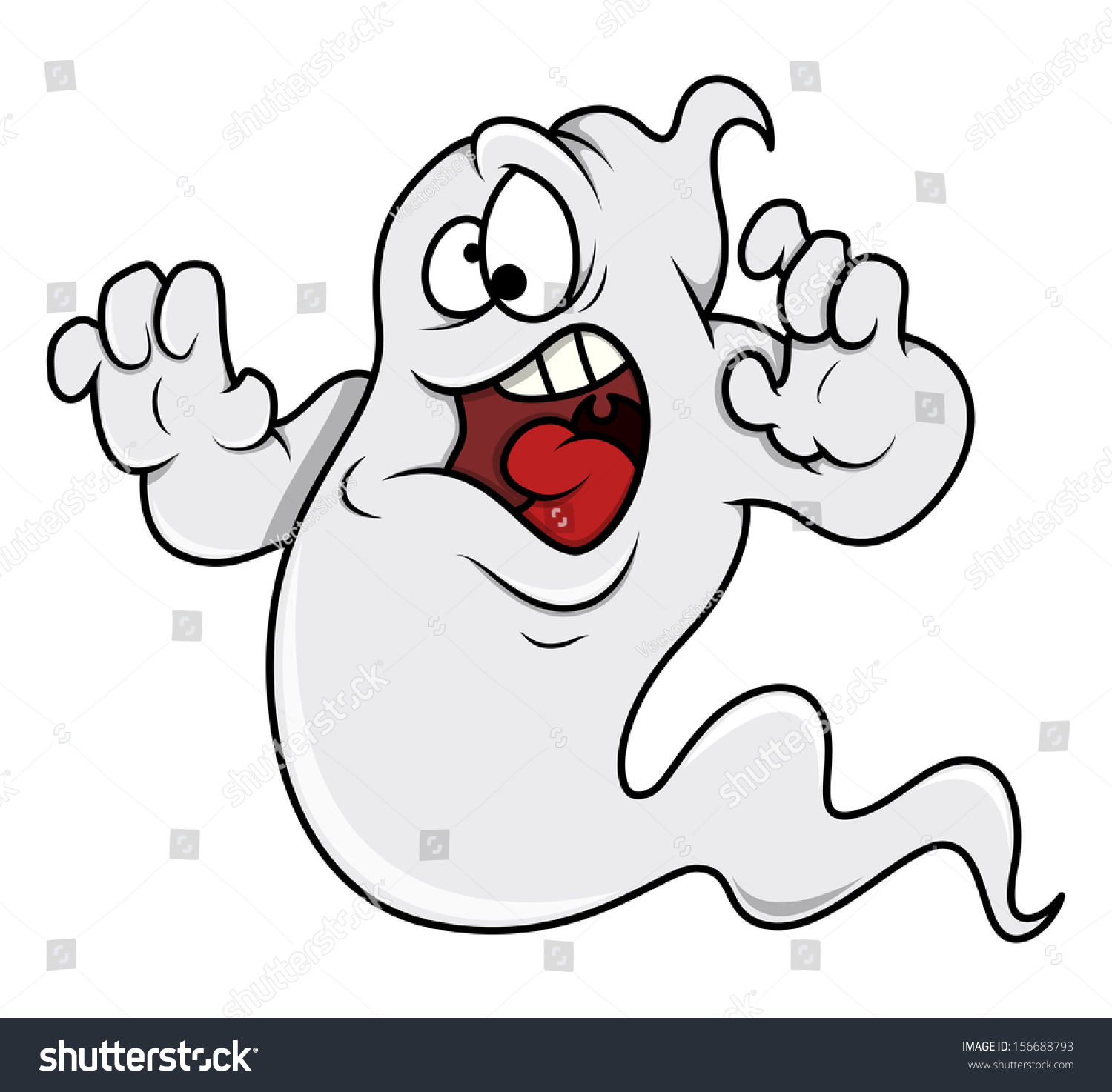 Funny Cartoon Ghost - Halloween Vector Illustration - 156688793 ...