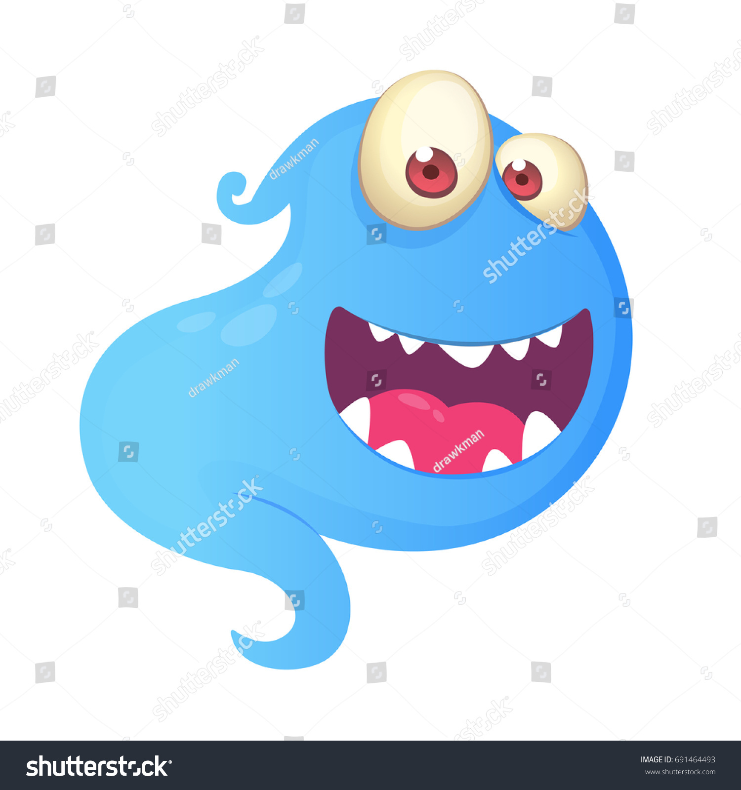Funny Cartoon Ghost Laughing Vector Blue Stock Vector (Royalty Free ...