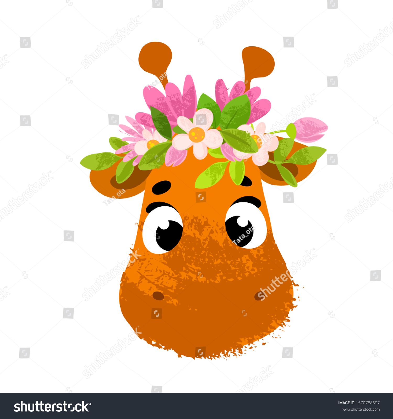 Funny Cartoon Giraffe Cute Animal Head Stock Vector (Royalty Free ...