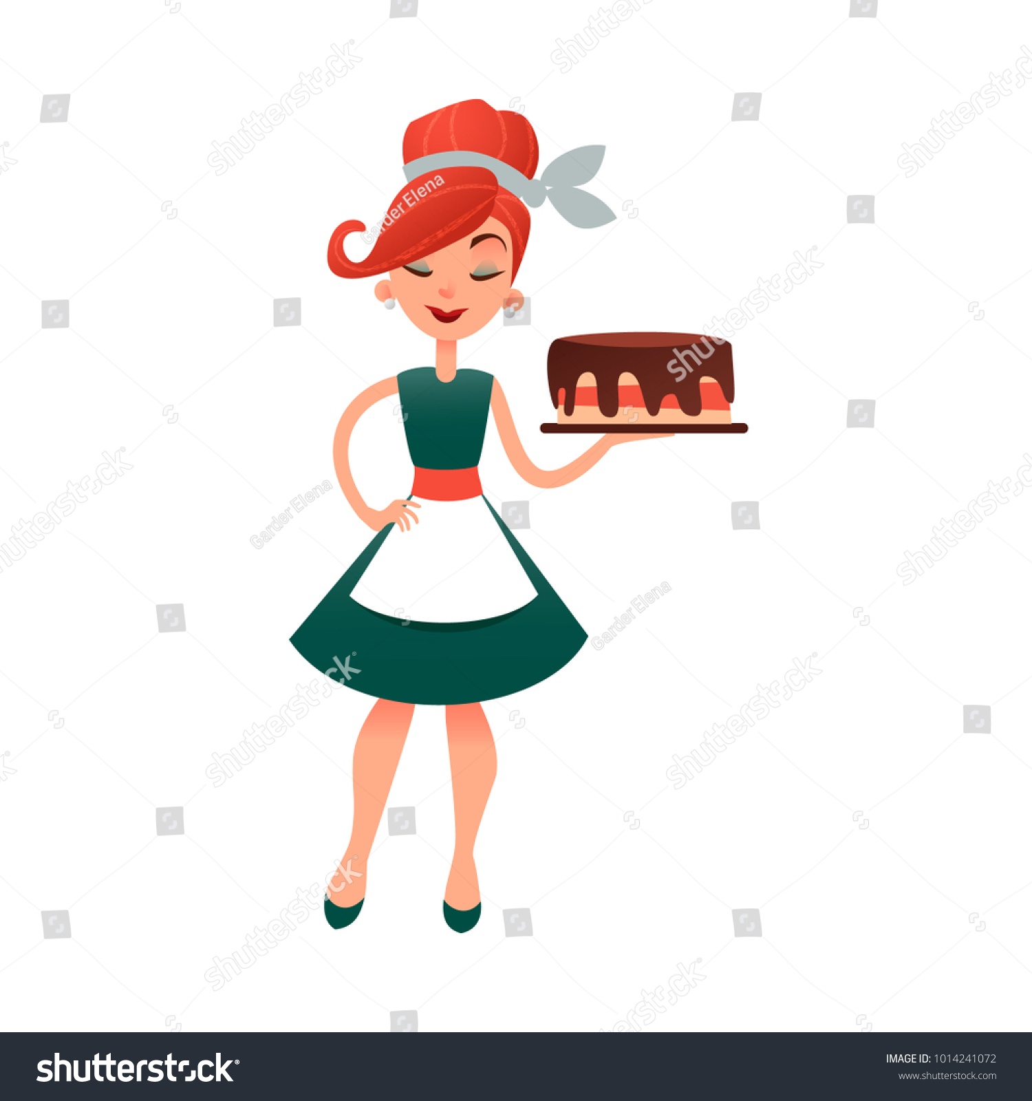 Funny Cartoon Housewife Cake Happy Vector 库存矢量图（免版税）1014241072 Shutterstock