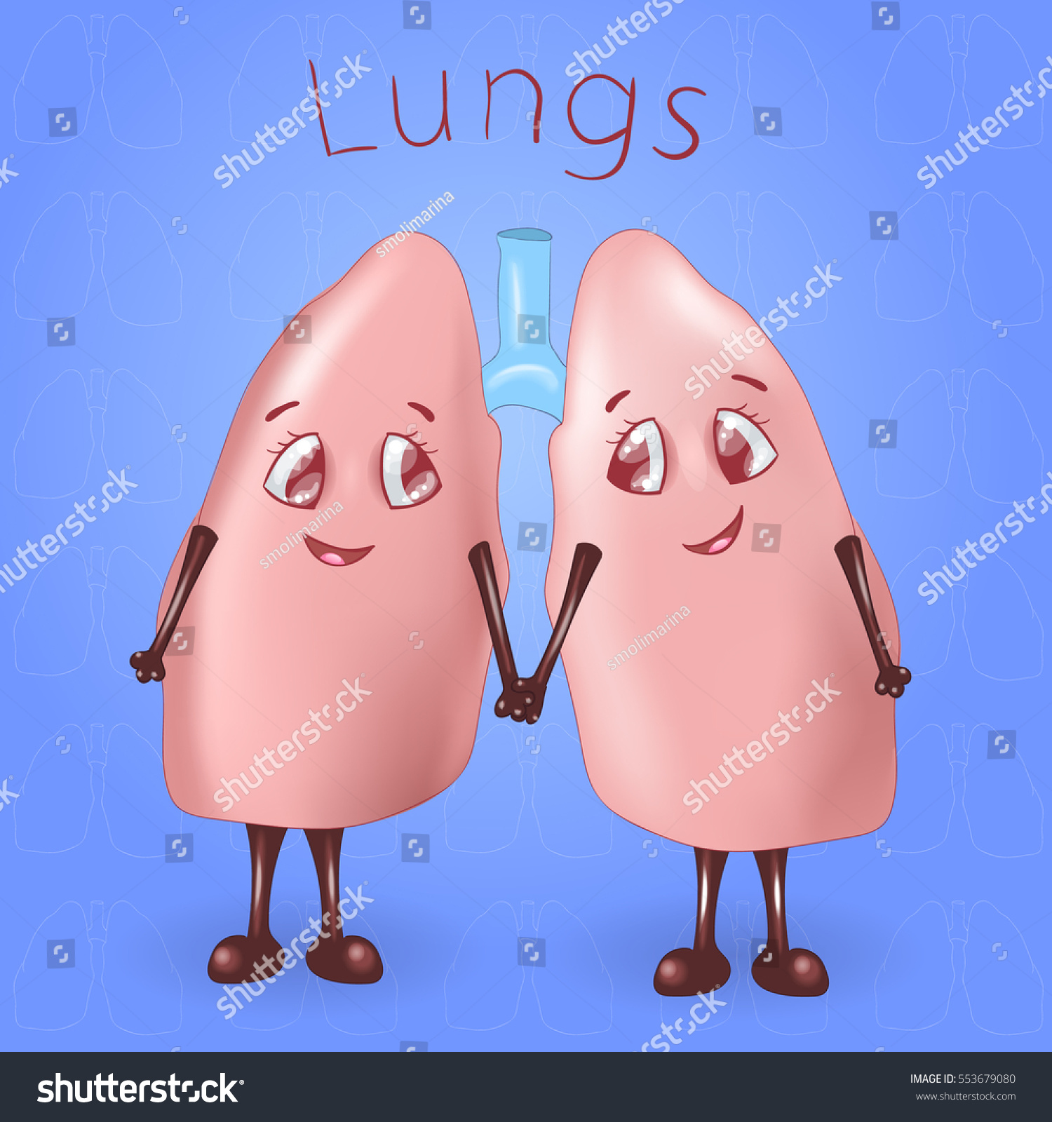 Funny Cartoon Lungs Stock Vector (Royalty Free) 553679080