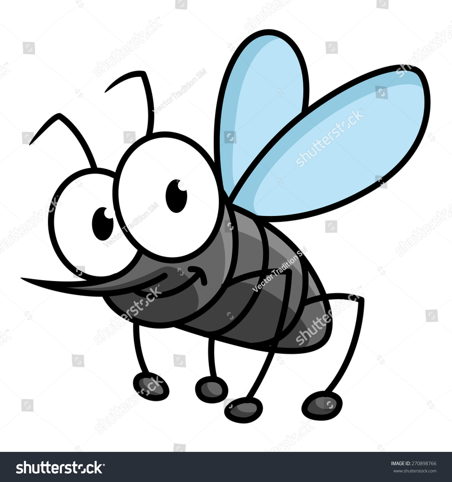 Funny Cartoon Mosquito Character Googly Eyes Stock Vector Royalty Free