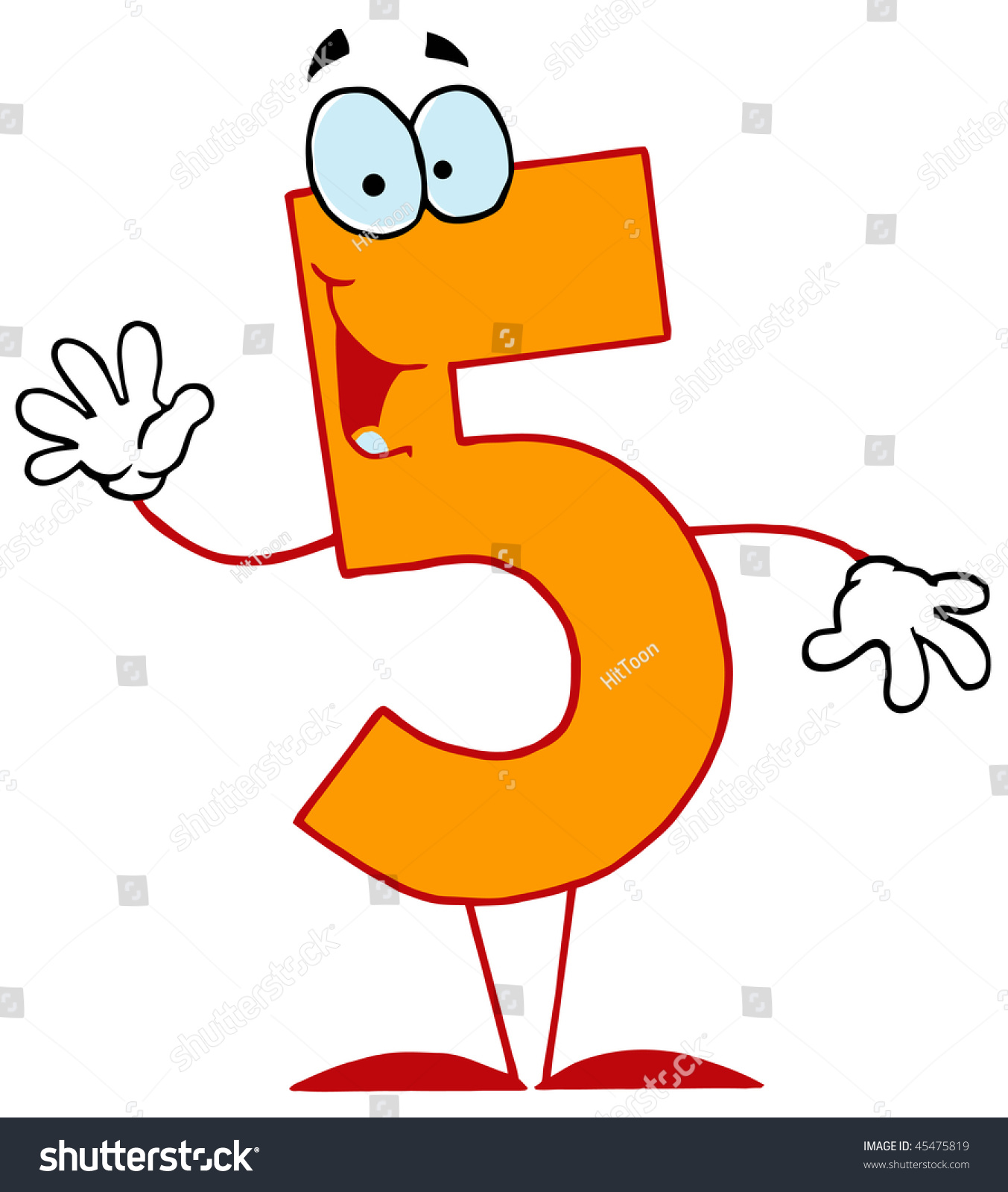 Funny Cartoon Numbers-5 Stock Vector Illustration 45475819 : Shutterstock