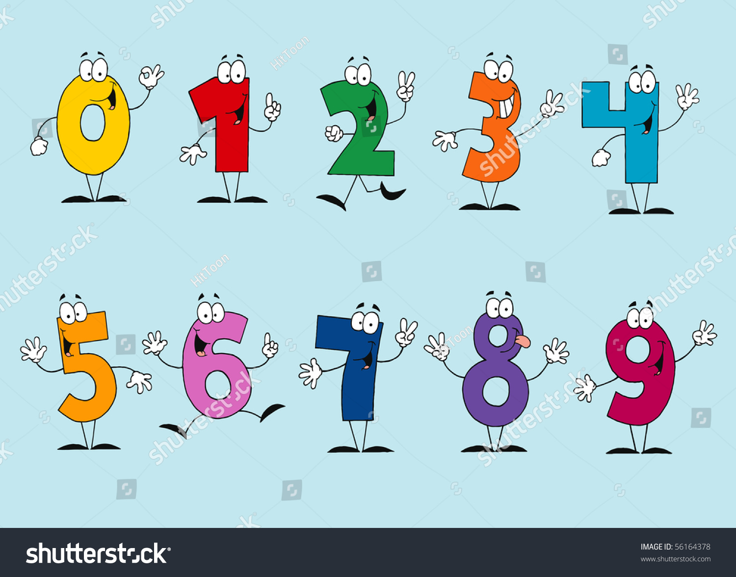 Funny Cartoon Numbers Set Stock Vector Illustration 56164378 : Shutterstock