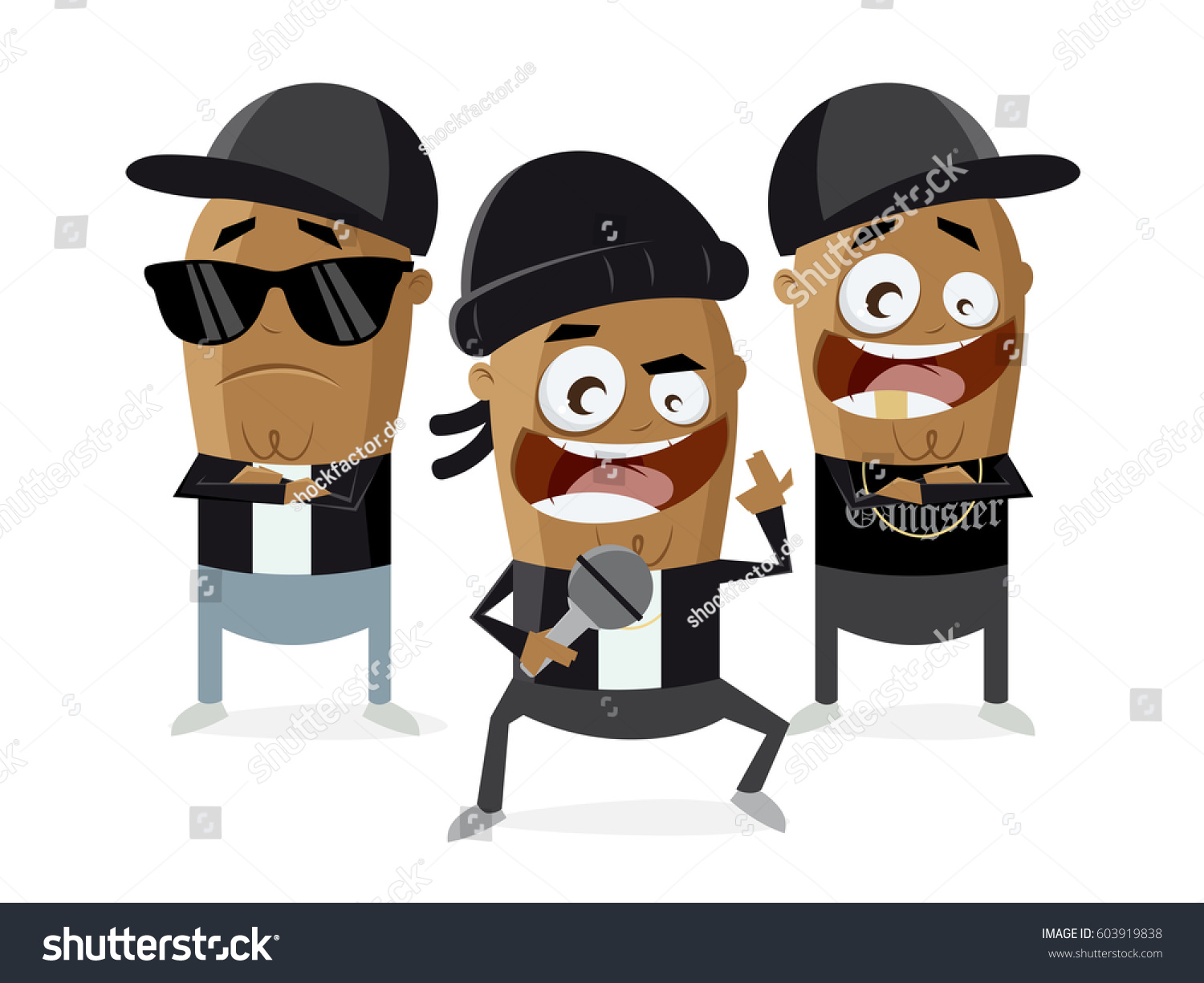 Funny Cartoon Gangster Rappers Stock Vector 603919838 Shutterstock