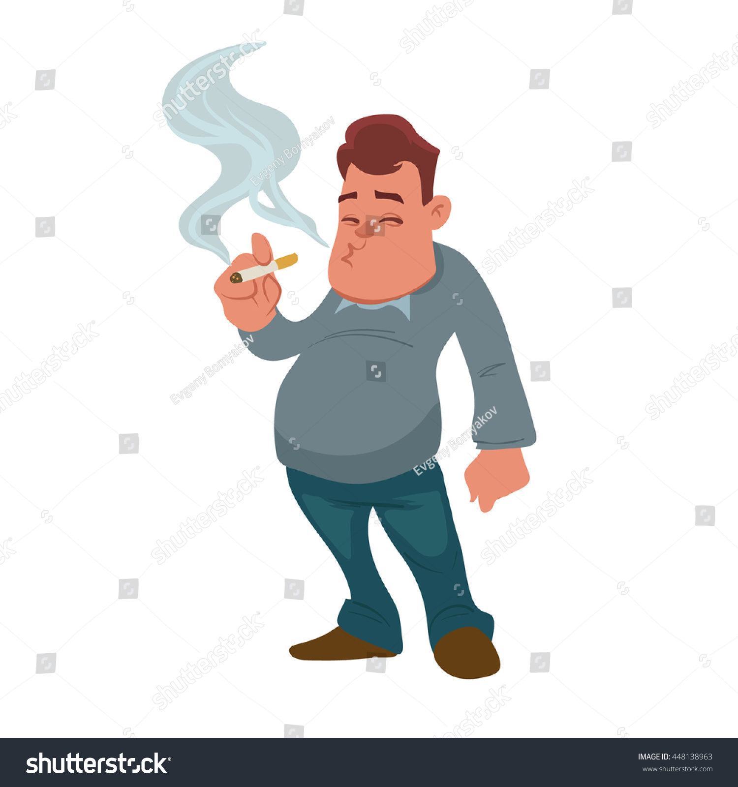 Funny Cartoon Office Worker Smoking No Stock Vector (Royalty Free ...