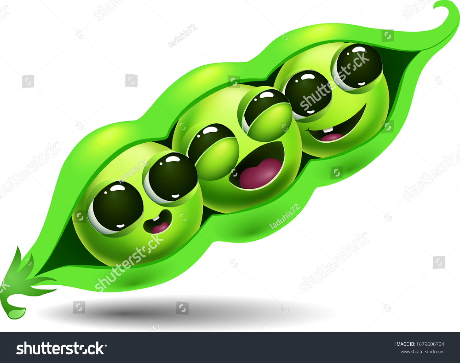 Funny Cartoon Pea Pod On White Stock Vector (Royalty Free) 1679606704