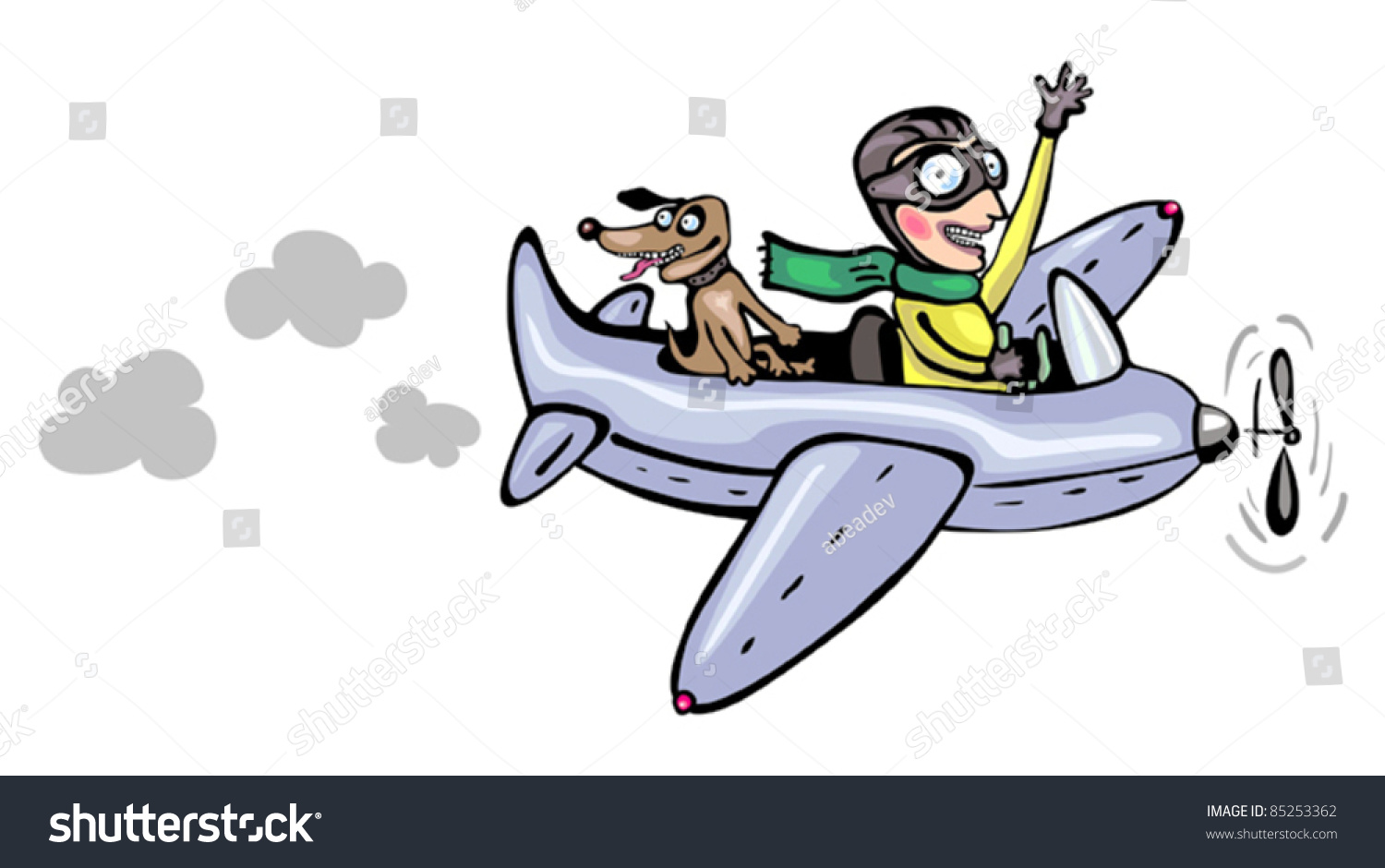 stock vector funny cartoon pilot and dog 85253362