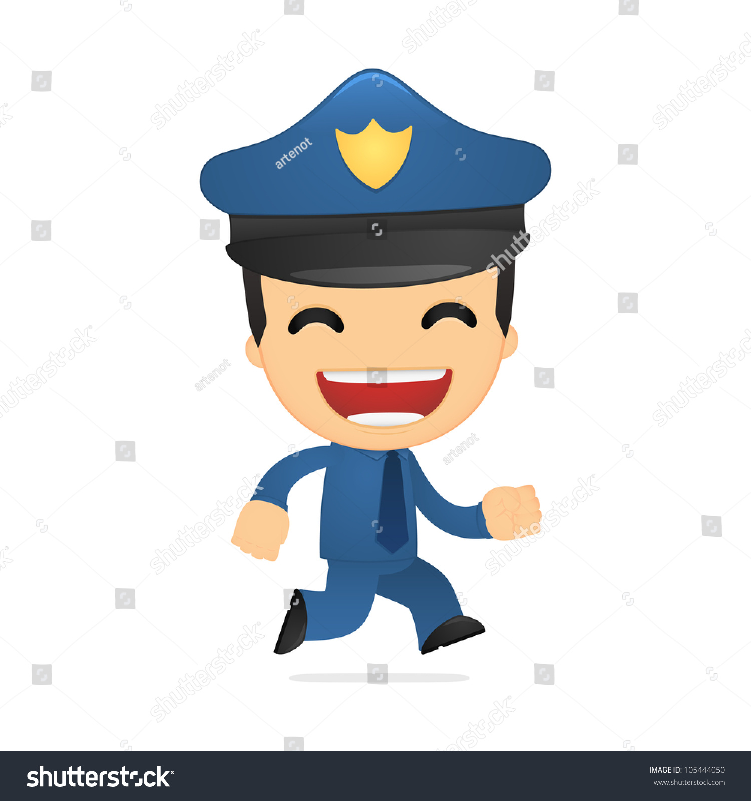 Funny Cartoon Policeman Various Poses Use Stock Vector 105444050 ...