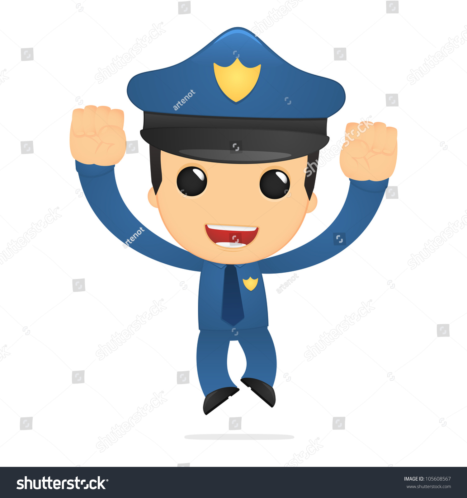 Funny Cartoon Policeman In Various Poses For Use In Advertising ...