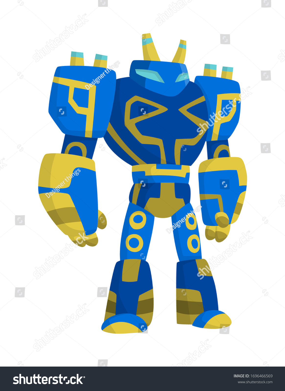 おかしな漫画ロボット かわいいレトロなロボット 子ども向けのロボット 腕を持つ人造ロボットのキャラクター おもちゃのキャラクター未来の人工ロボット 機械のサイボーグベクターイラスト のベクター画像素材 ロイヤリティフリー