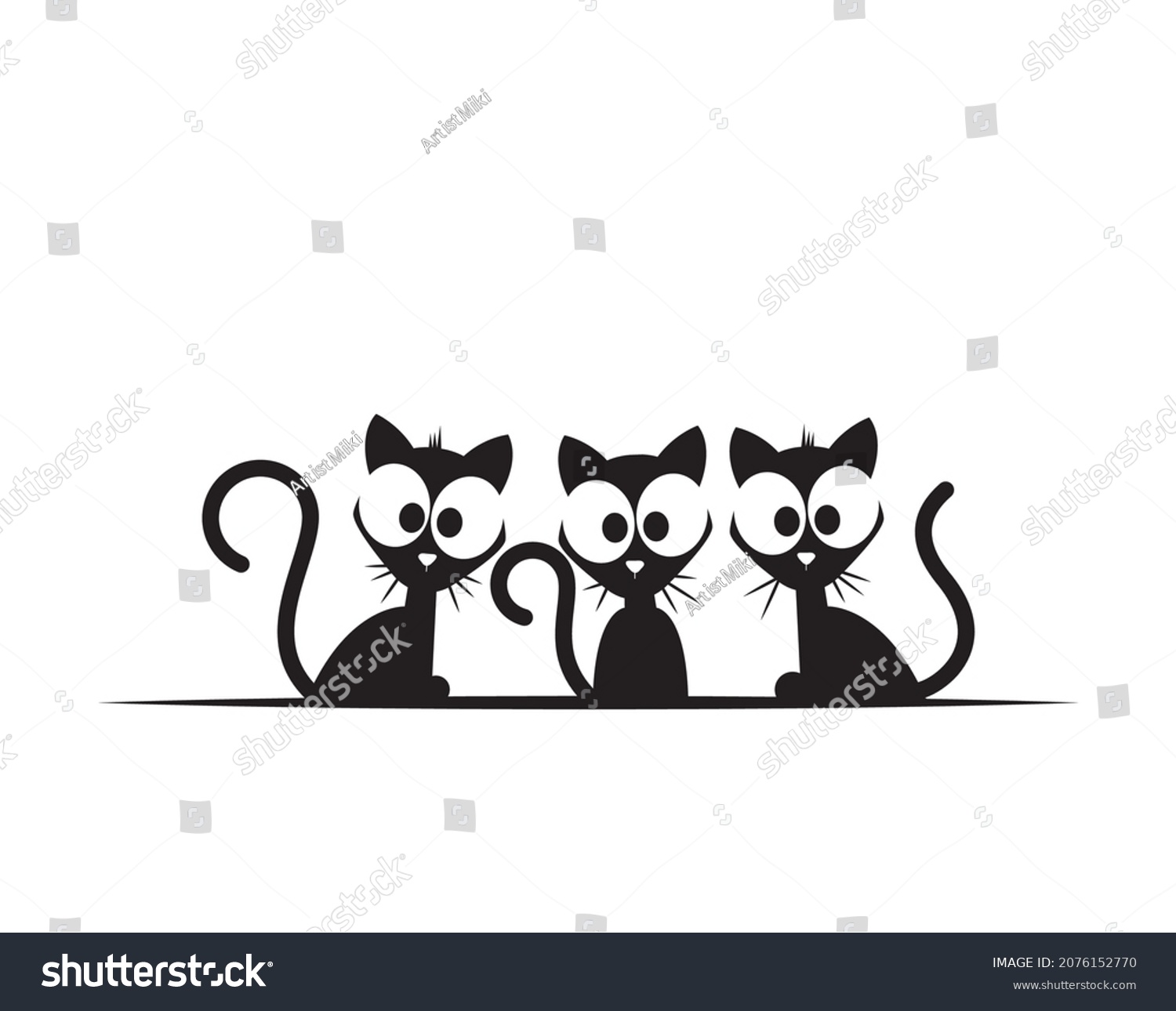 Funny Cats Silhouettes Cartoon Illustrations Vector Stock Vector ...