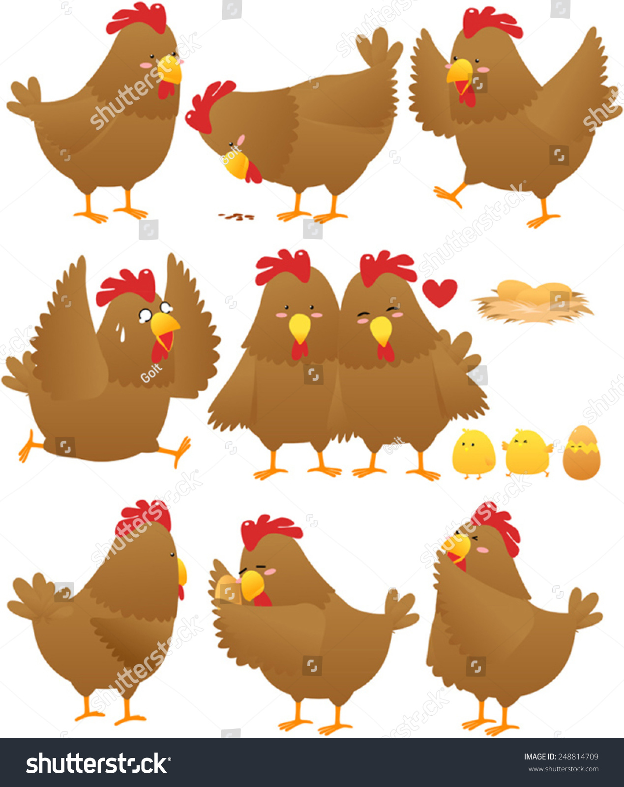 Funny Chicken Cartoon Collection Stock Vector (Royalty Free) 248814709