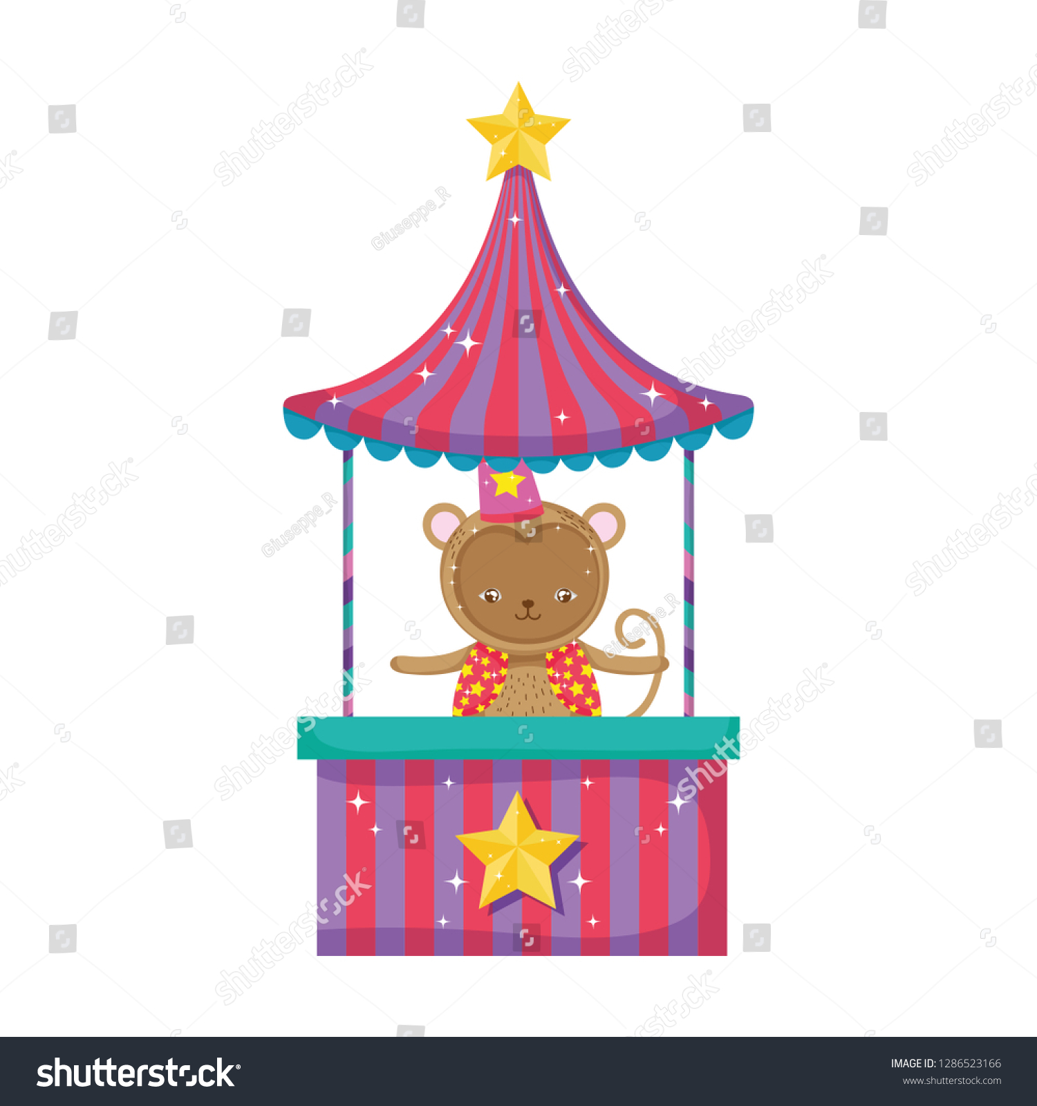 Funny Circus Monkey Hat Kiosk Stock Vector (Royalty Free) 1286523166