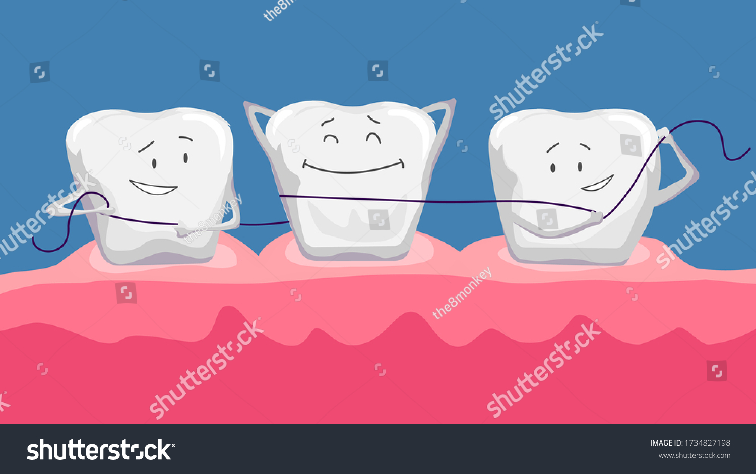 funny-clean-teeth-dental-floss-use-stock-vector-royalty-free