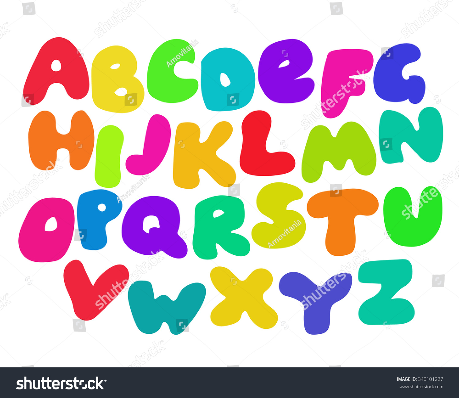 Funny Colorful Alphabet Poster Children Cute Stock Vector 340101227 ...