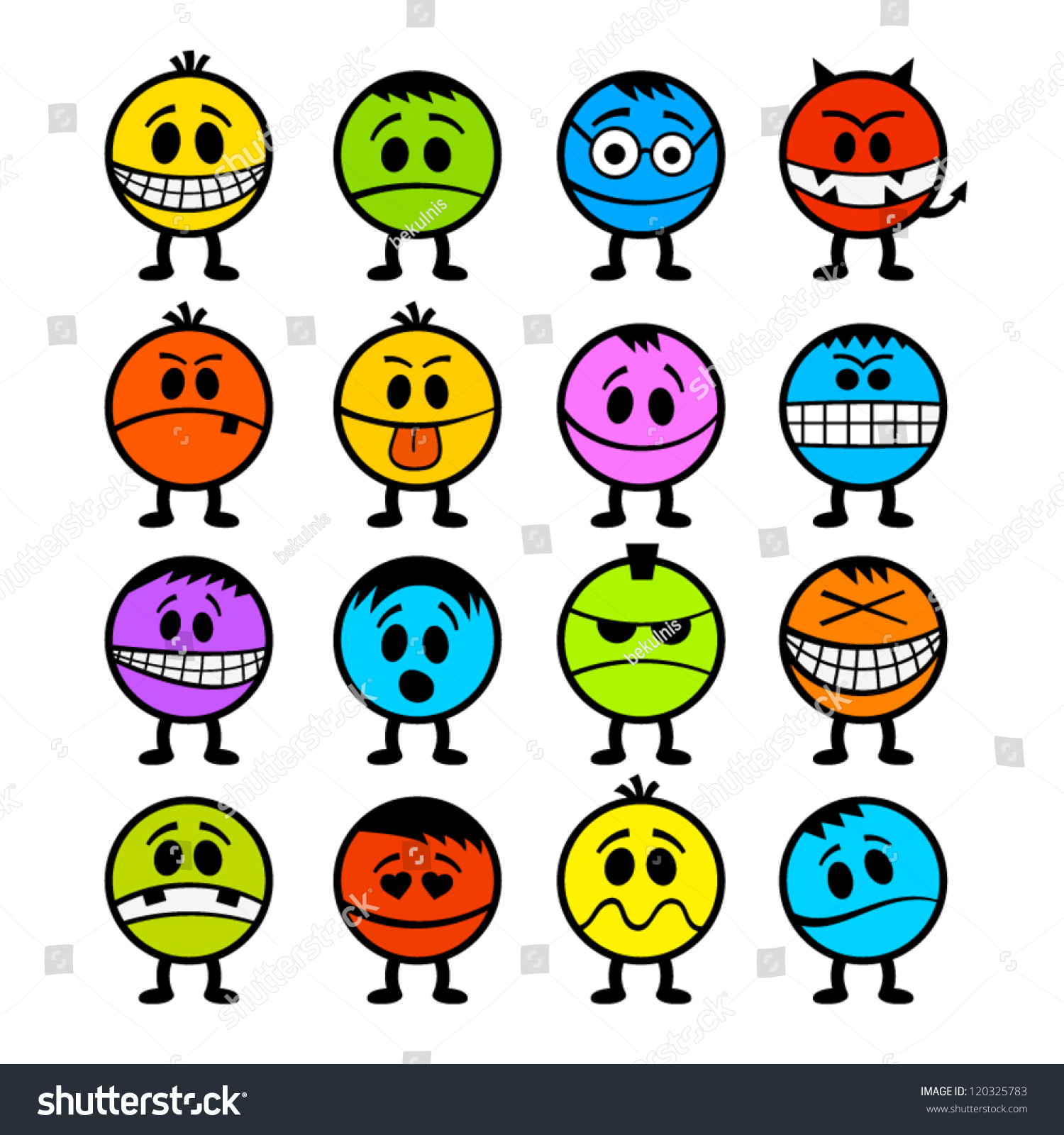 Funny Colorful Vector Emoticons Stock Vector 120325783 - Shutterstock