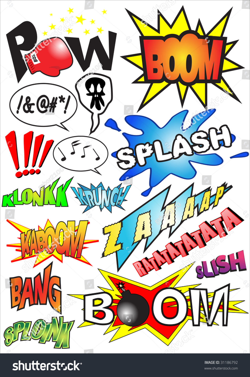 Funny Comic Book Sounds Vector Illustration - 31186792 : Shutterstock