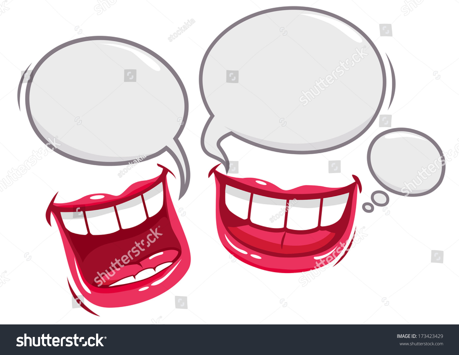 Funny Conversation Two Mouths Speech Bubbles Stock Vector (Royalty Free