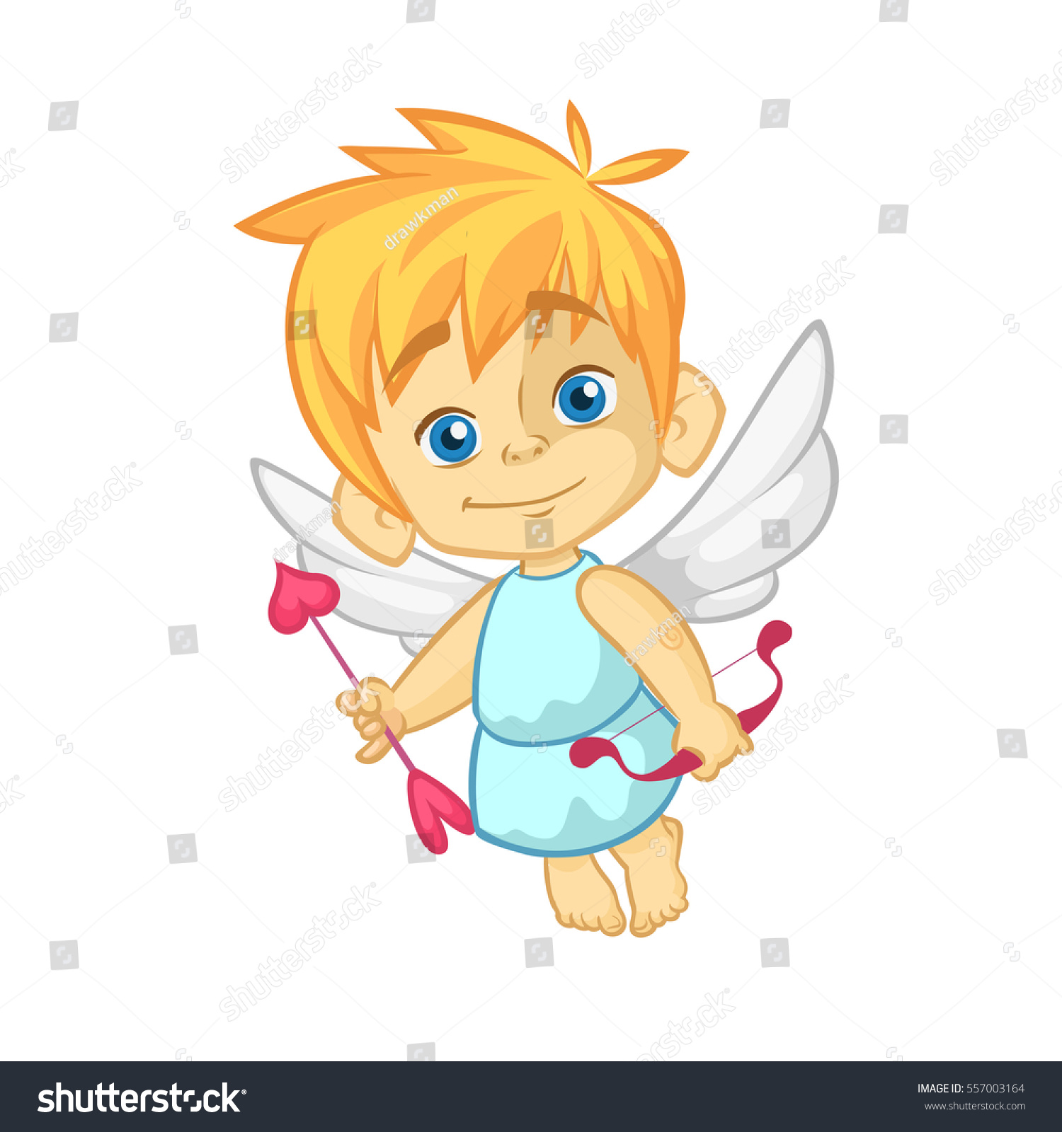 Funny Cupid Cartoon Character Bow Arrow Stock Vector 557003164 - Shutterstock