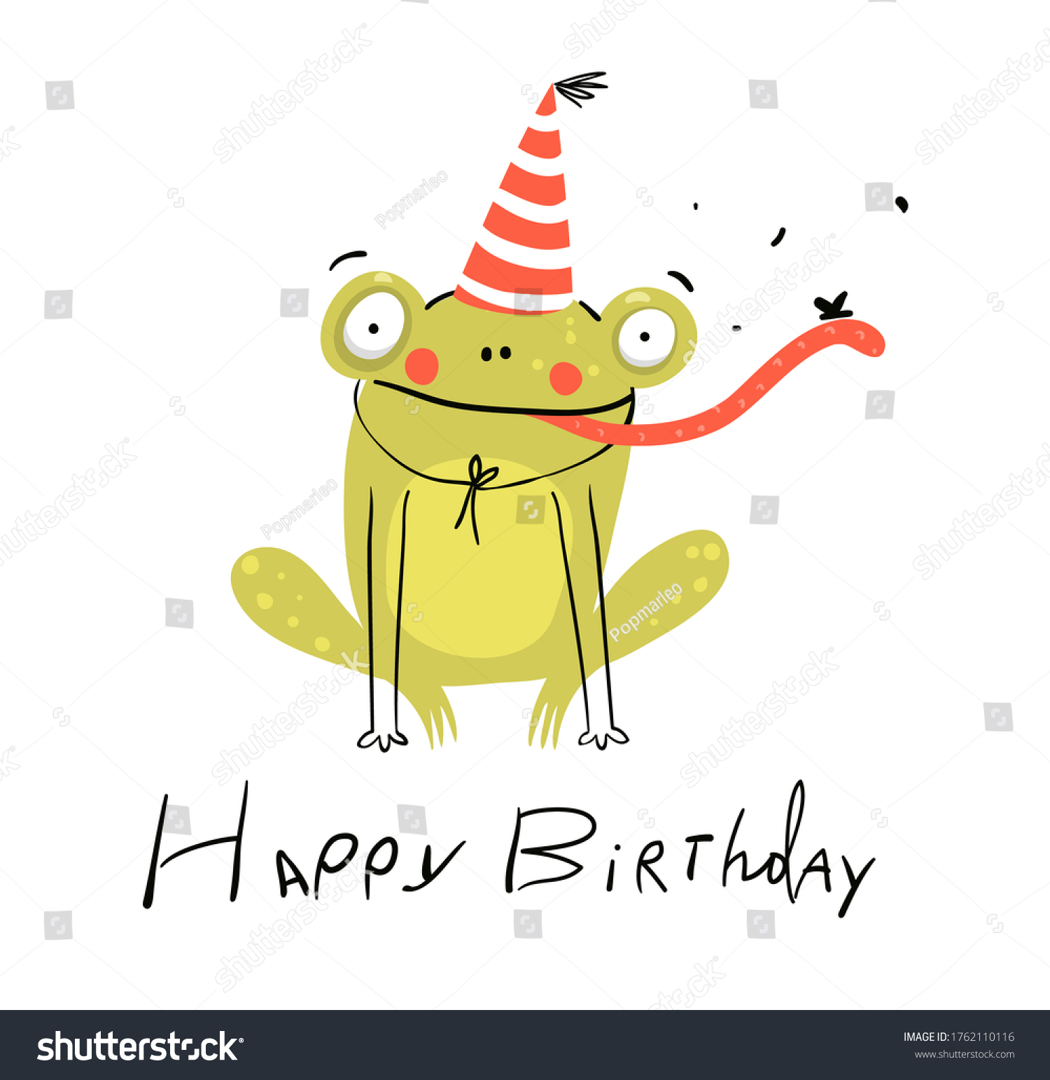 Funny Cute Birthday Card Baby Frog Stock Vector (Royalty Free ...