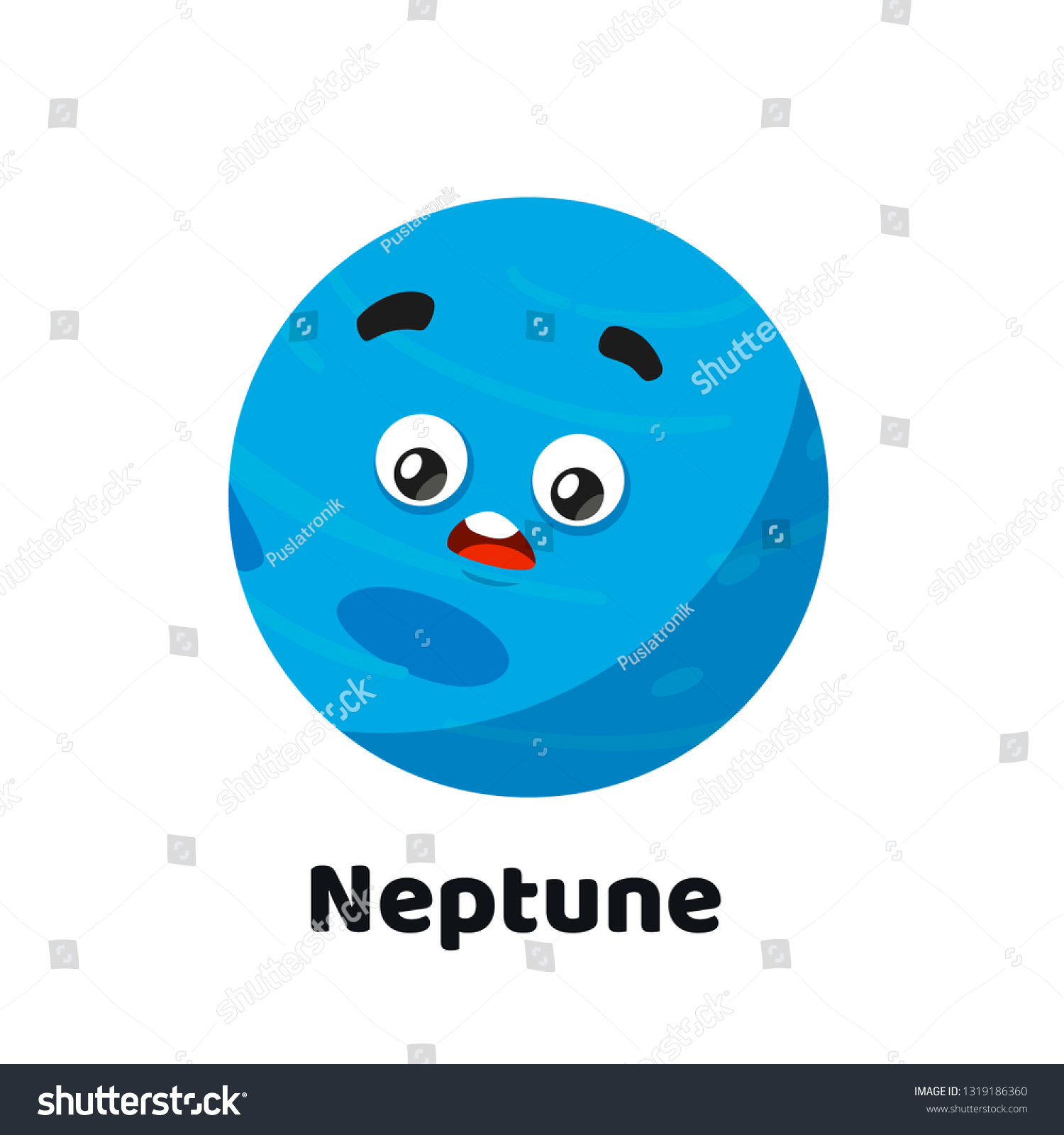 Funny Cute Character Planet Neptune Colorful Stock Vector (Royalty Free ...