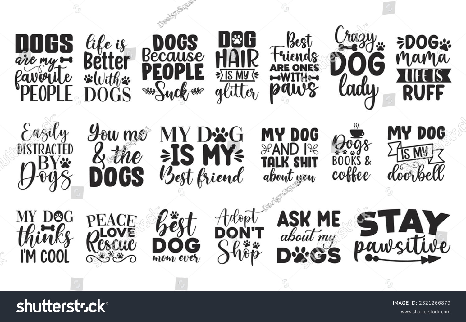 SVG of Funny Dog cut files Bundle, Funny Dog  Quotes, Funny Dog  SVG cut files, Hand drawn lettering phrase, EPS files, SVG bundle, Saying about Dog, svg