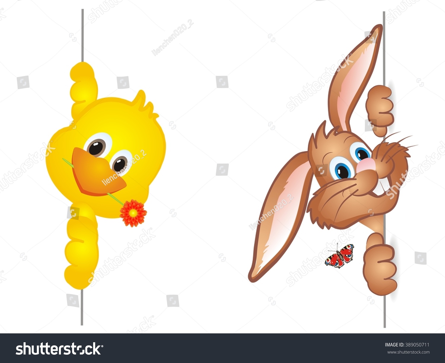 Funny Easter Bunny Brown Rabbit Cute Stock Vector Royalty Free 389050711