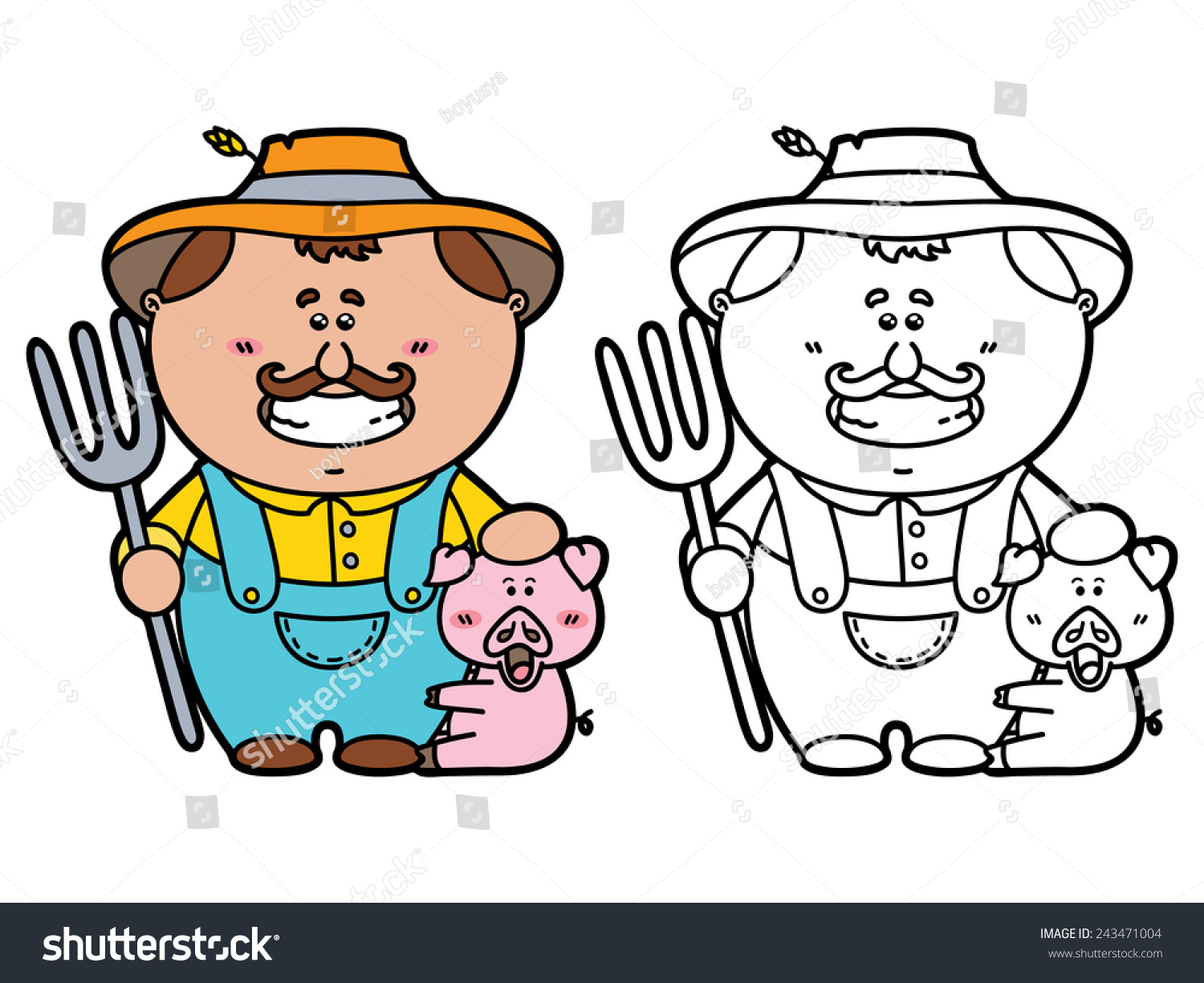 funny-farmer-vector-illustration-coloring-page-vector-de-stock-libre