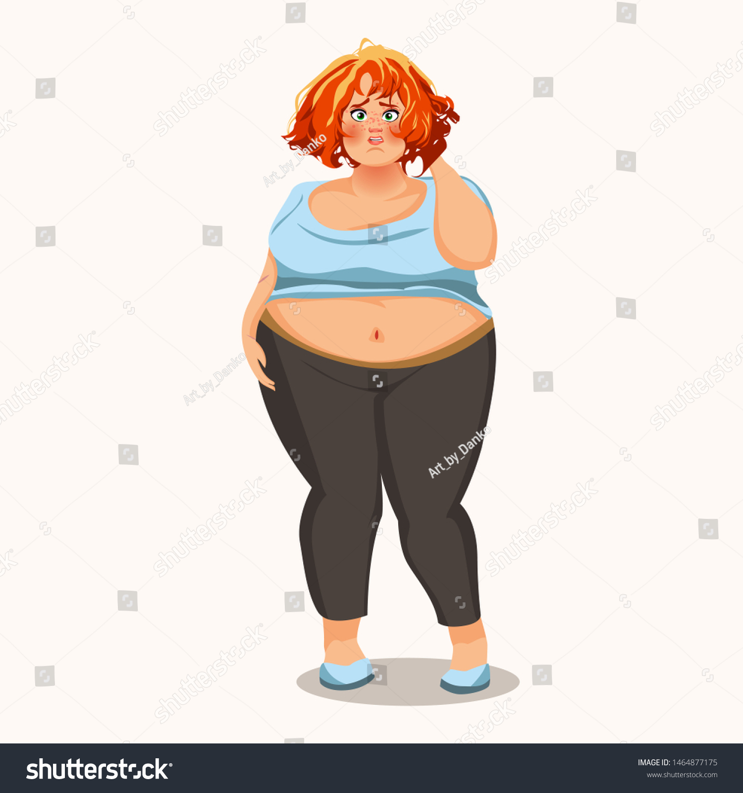 Funny Fat Girl Vector Character Stock Vector (Royalty Free) 1464877175