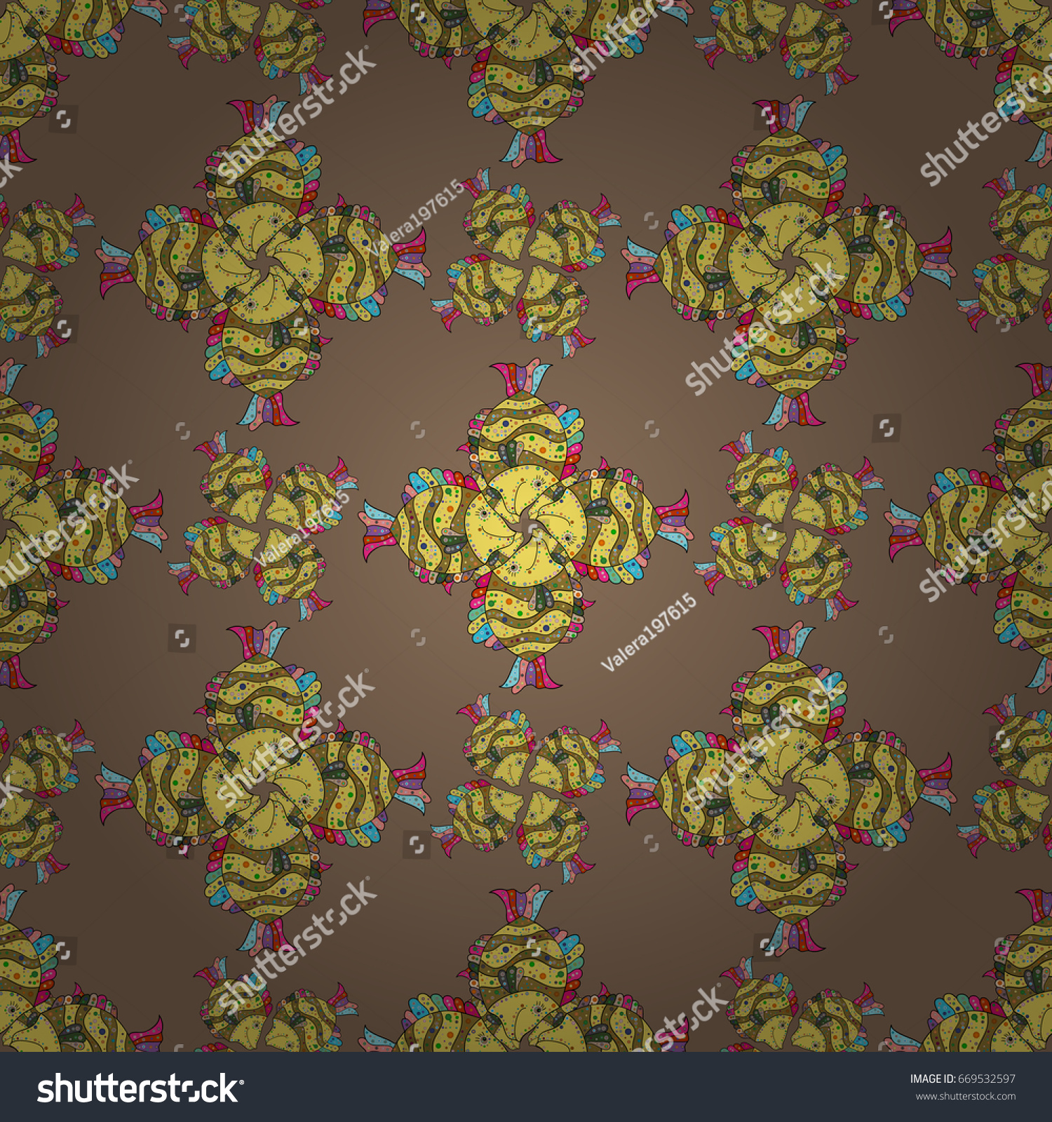 Funny Fish Outline Pattern On Colored Stock Vector (Royalty Free ...