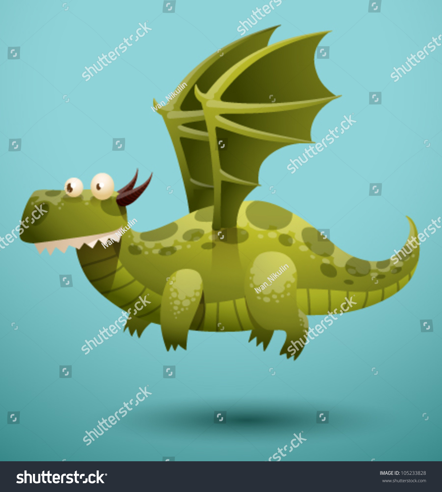 Funny Flying Dragon 1 Vector Stock Vector 105233828 - Shutterstock