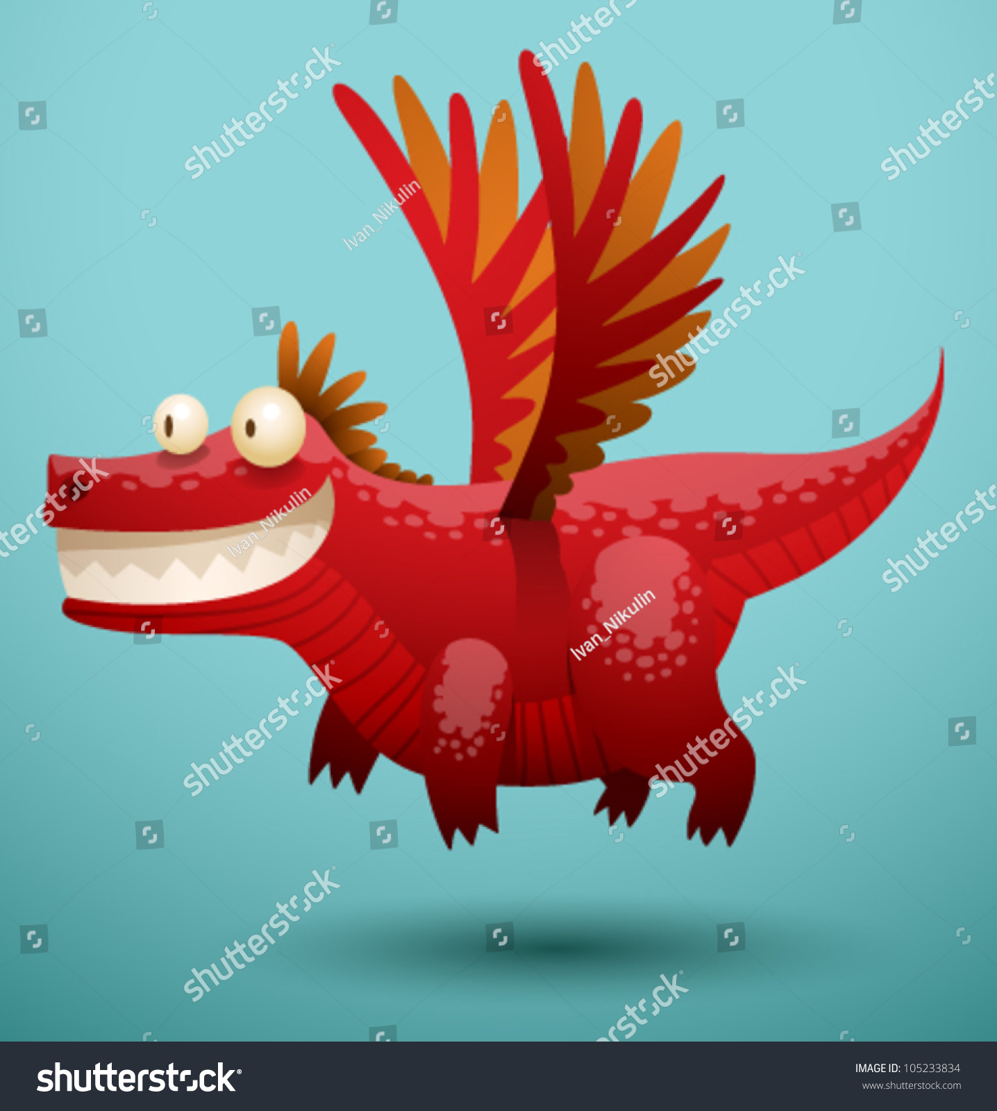 Funny Flying Dragon 2, Vector - 105233834 : Shutterstock