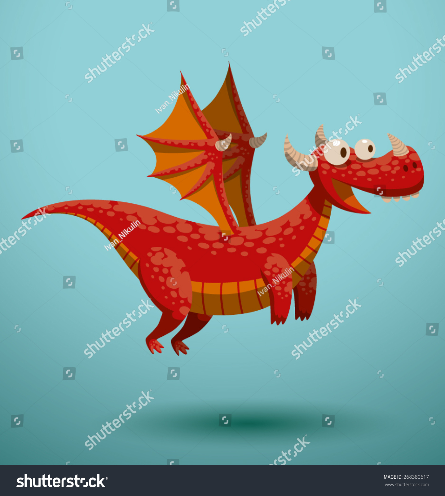 Funny Flying Dragon, Vector - 268380617 : Shutterstock