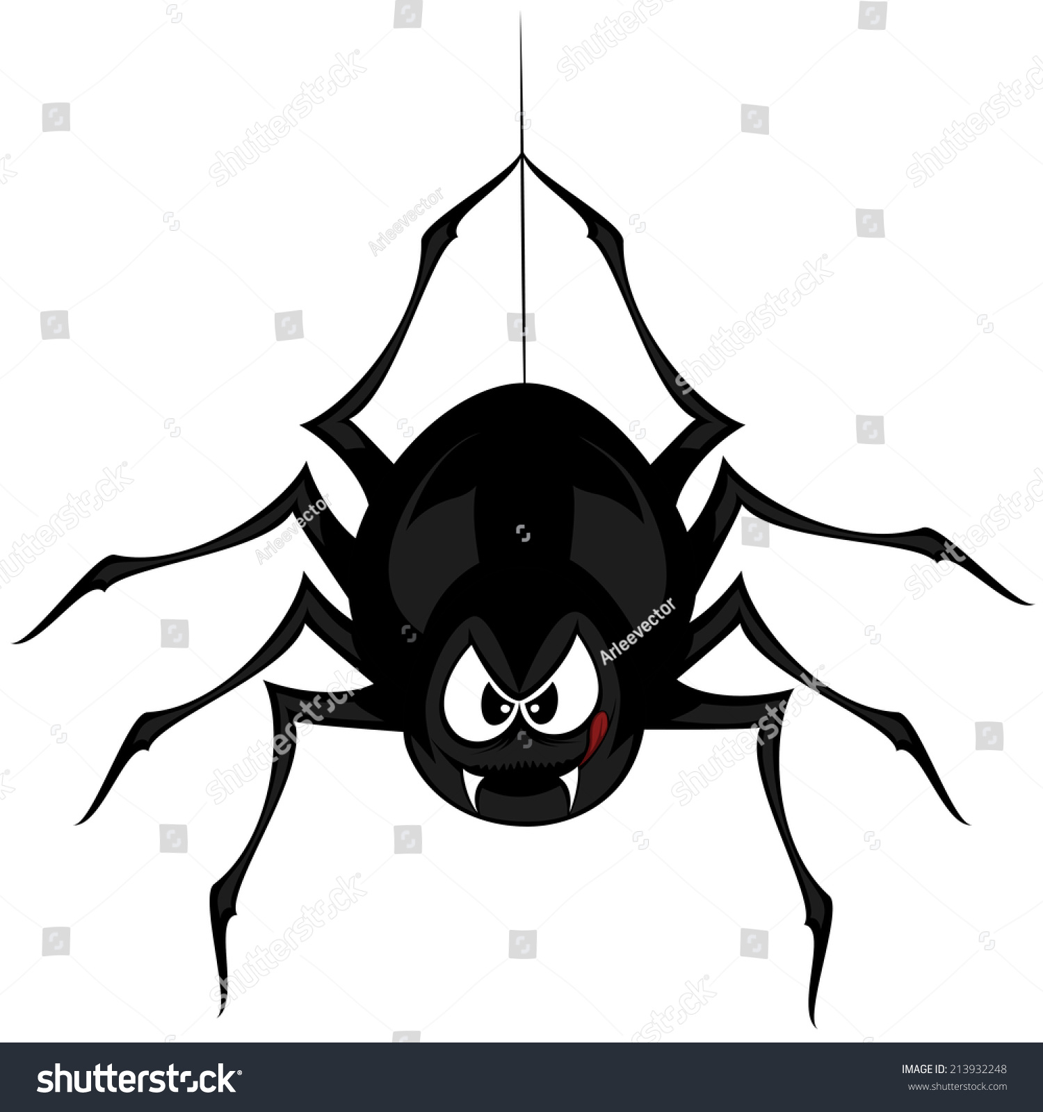 Funny Freaky Spider - A Black Cartoon-Style Spider Is Snarling And ...