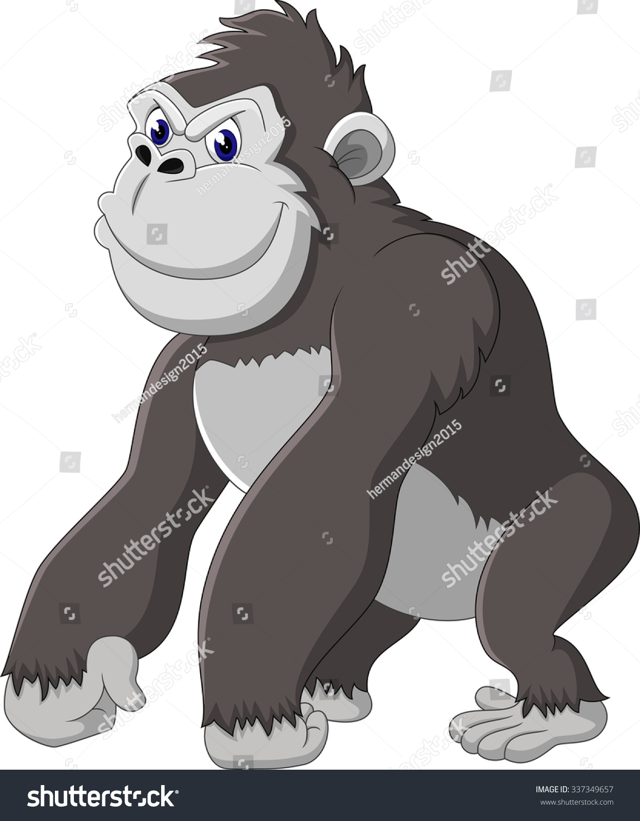 Funny Gorilla Cartoon Illustration Immagine Vettoriale Stock 337349657