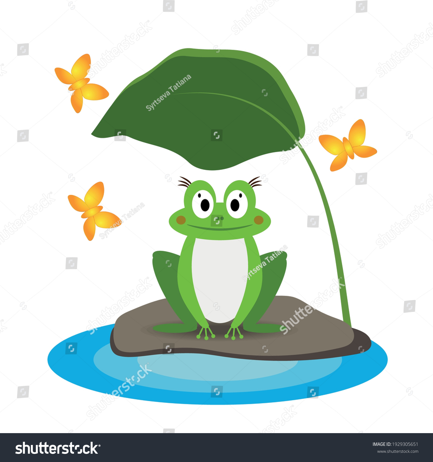 Marrante Grenouille Verte Sur Une Pierre Image Vectorielle De Stock Libre De Droits