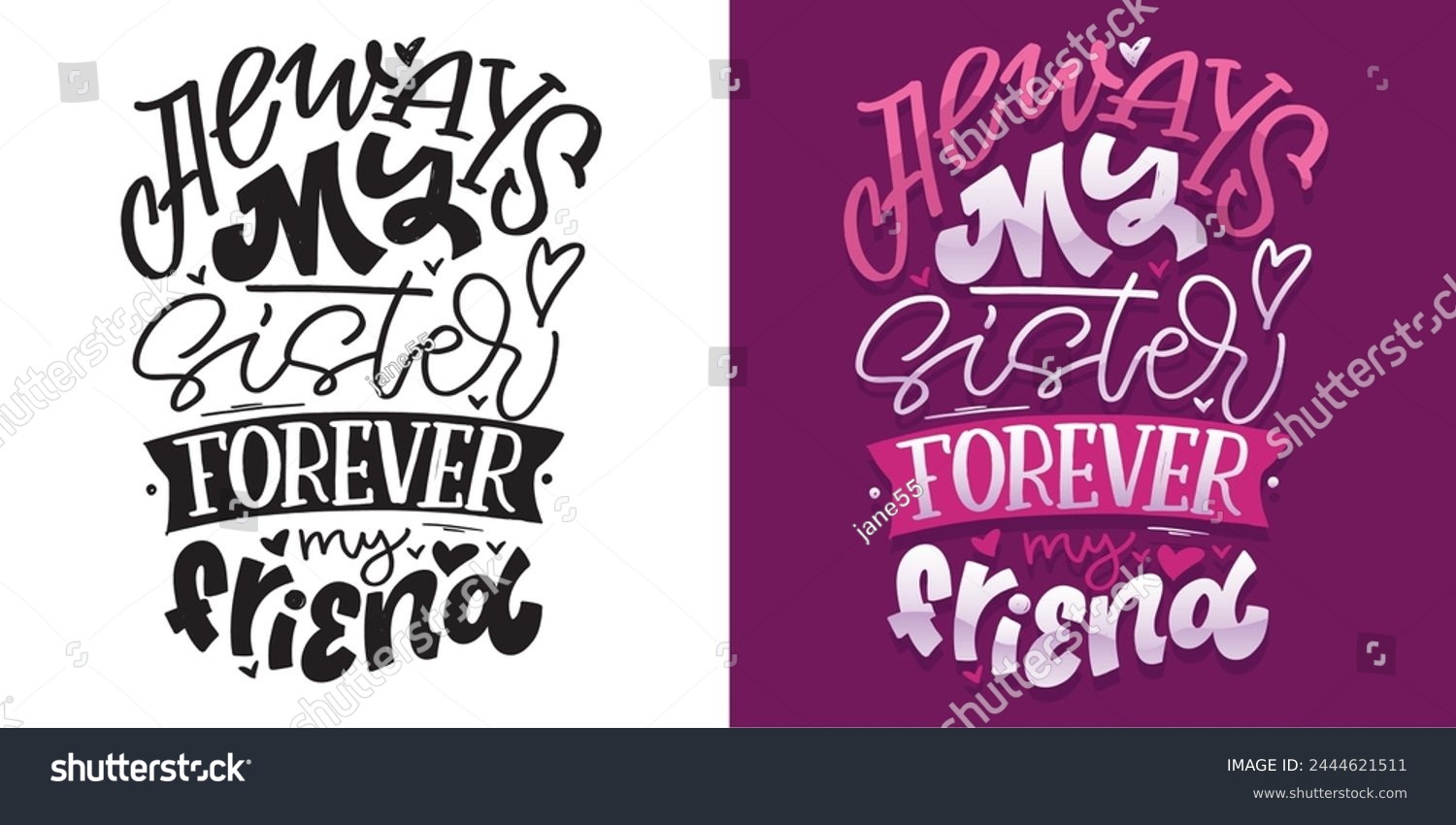 SVG of Funny hand drawn doodle lettering quote about sisters. Lettering print t-shirt design. 100% vector file. svg